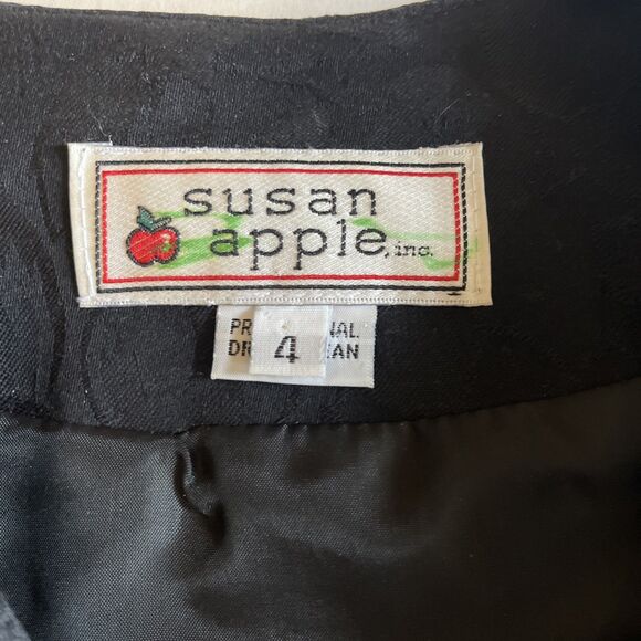 Vintage 90’s Susan Apple Suit Jacket Women’s 4 Black Lined Formal Fitted Button - Picture 3 of 13
